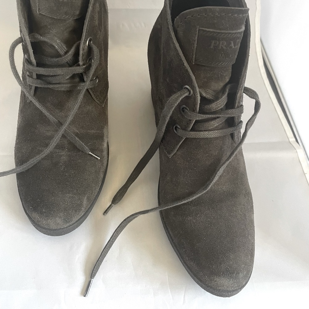 Gray suede Prada ladies shoes